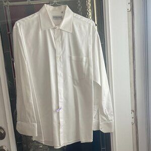 Profilo Uomo Dress Shirt Mens 17.5 44 Textured White Long Sleeve Made In Italy